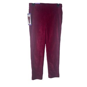 Hilary Radley Womens Corduroy Slim Leg Pants Burgundy Size XS 29 Inch Inseam NEW